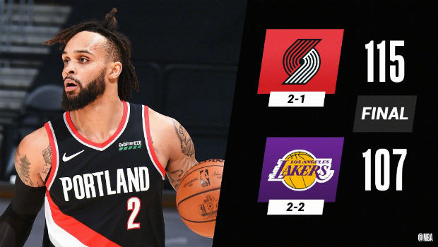 <a href=/lanqiujrs/blazers/ target=_blank class=infotextkey>开拓者</a>115-107战胜<a href=/lanqiujrs/lakers/ target=_blank class=infotextkey>湖人</a>