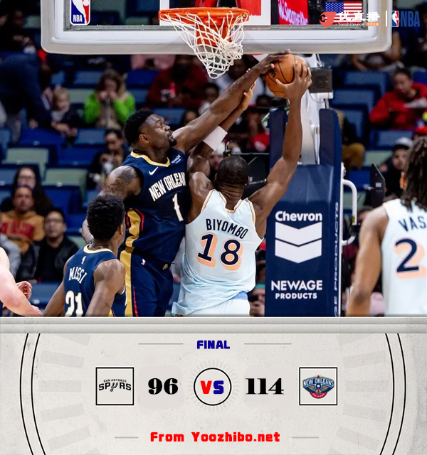 鹈鹕114-96逆转马刺 锡安22+9 福克斯保罗合计26中4