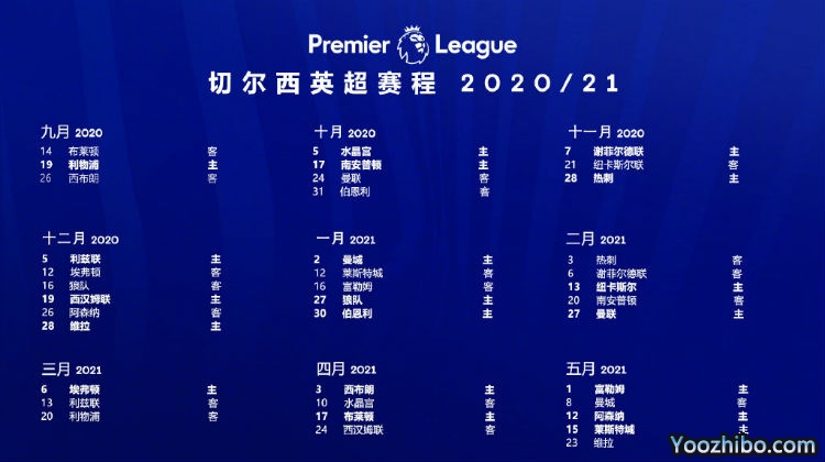 20/21赛季<a href=/zuqiujrs/chelsea/ target=_blank class=infotextkey>切尔西</a>赛程表出炉